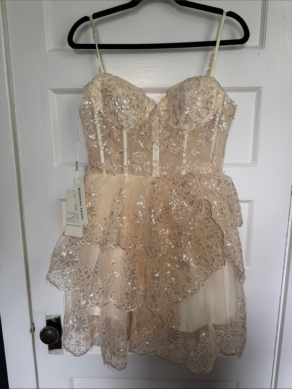 Gallery lace and‎ sequin Bridal Dress in Champagne Coquette Fairy